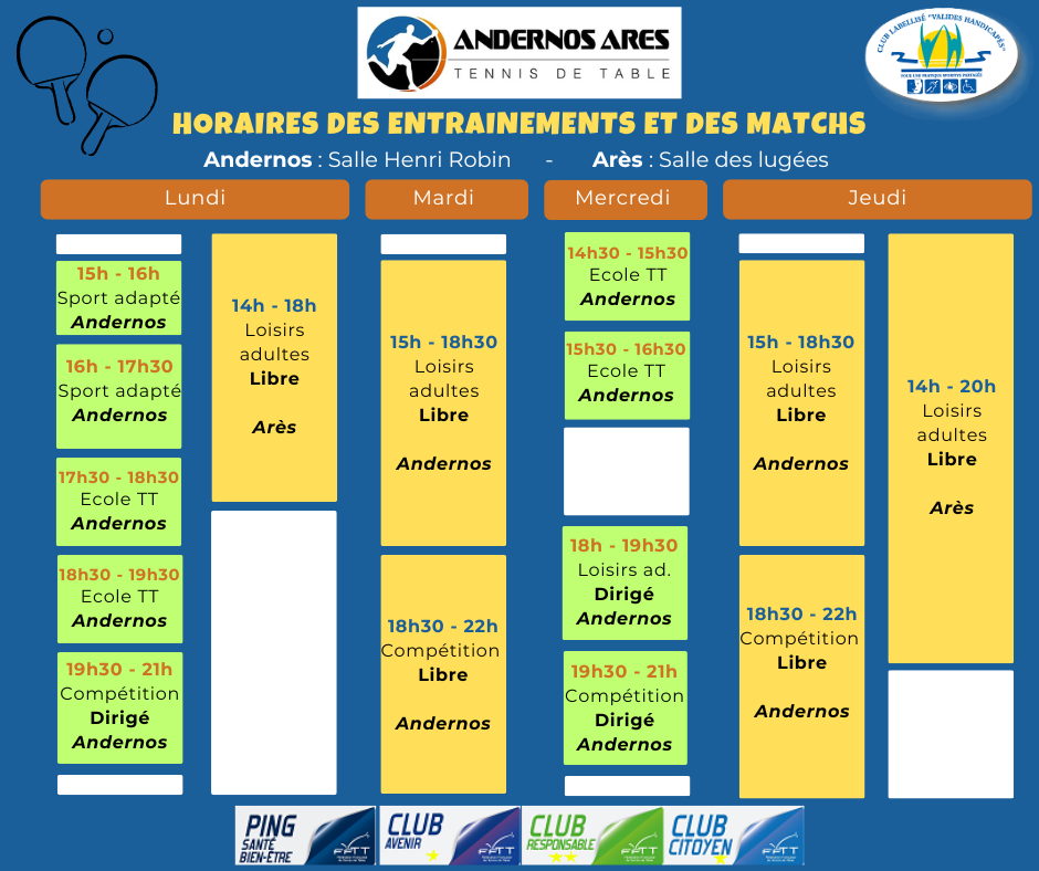 Horaires 2024/2025