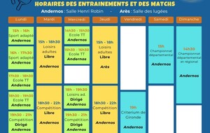 Horaires 2024/2025