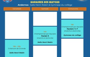 Horaires des matchs 