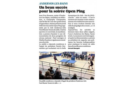 Bilan de la semaine du ping